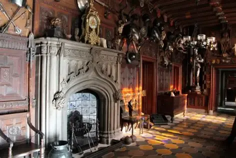 Great hall fireplace at Abbotsford
